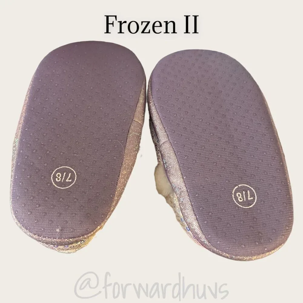 Frozen II - 2 Pair Sequin Kids Booties and Slippers Size 7/8